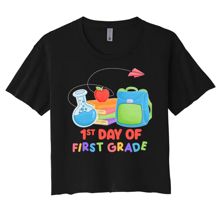 1st Day Of First Grade Cute Back To School Women's Crop Top Tee