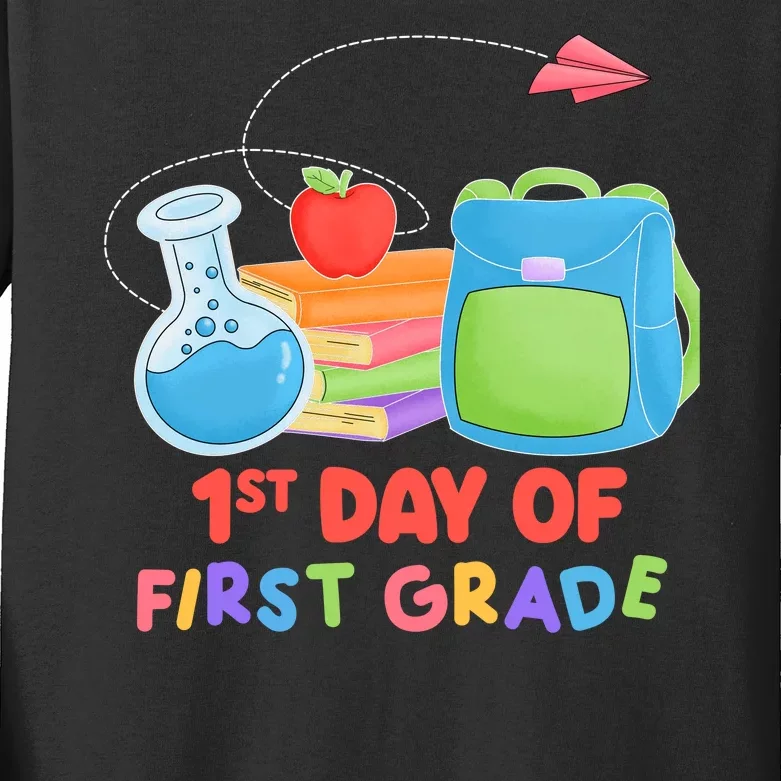 1st Day Of First Grade Cute Back To School Kids Long Sleeve Shirt