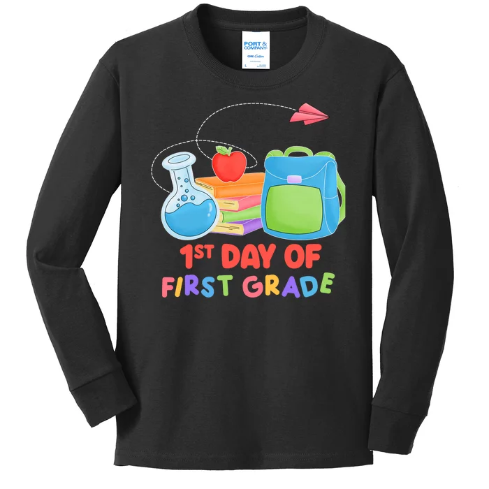 1st Day Of First Grade Cute Back To School Kids Long Sleeve Shirt