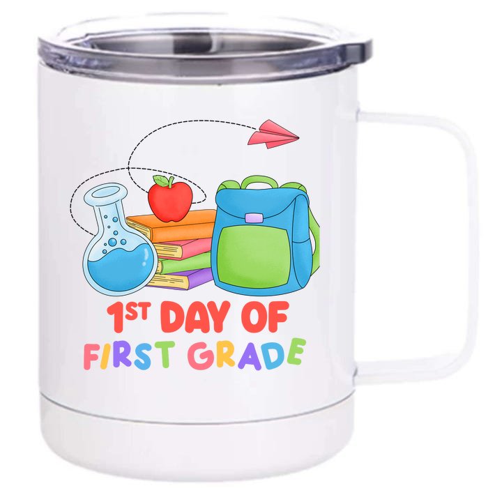 1st Day Of First Grade Cute Back To School Front & Back 12oz Stainless Steel Tumbler Cup