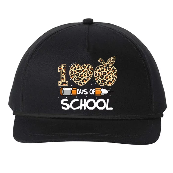 100 Days Of School Leopard Apples Snapback Five-Panel Rope Hat