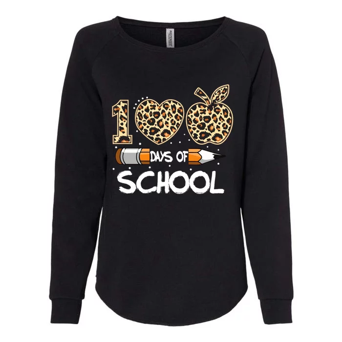 100 Days Of School Leopard Apples Womens California Wash Sweatshirt