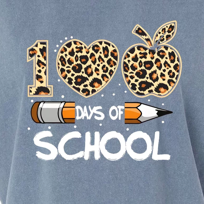 100 Days Of School Leopard Apples Garment-Dyed Women's Muscle Tee