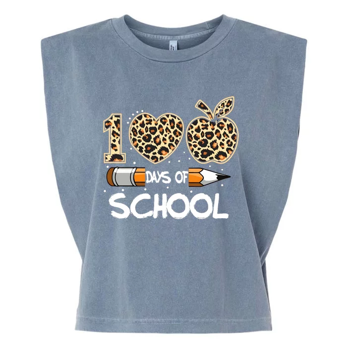 100 Days Of School Leopard Apples Garment-Dyed Women's Muscle Tee