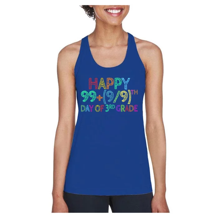 100th Day Of 3rd Grade Math Teacher 100 Days Gift Women's Racerback Tank