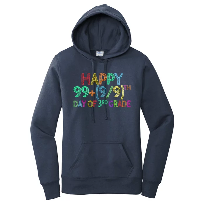 100th Day Of 3rd Grade Math Teacher 100 Days Gift Women's Pullover Hoodie