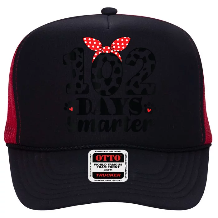 102nd Day Of School Teacher Dalmatian 100 Days Smarter High Crown Mesh Trucker Hat