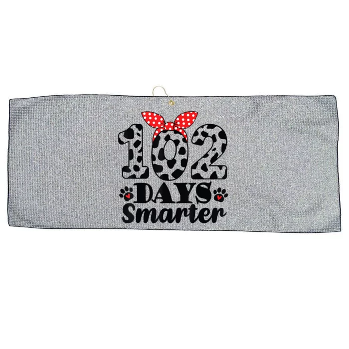 102nd Day Of School Teacher Dalmatian 100 Days Smarter Large Microfiber Waffle Golf Towel