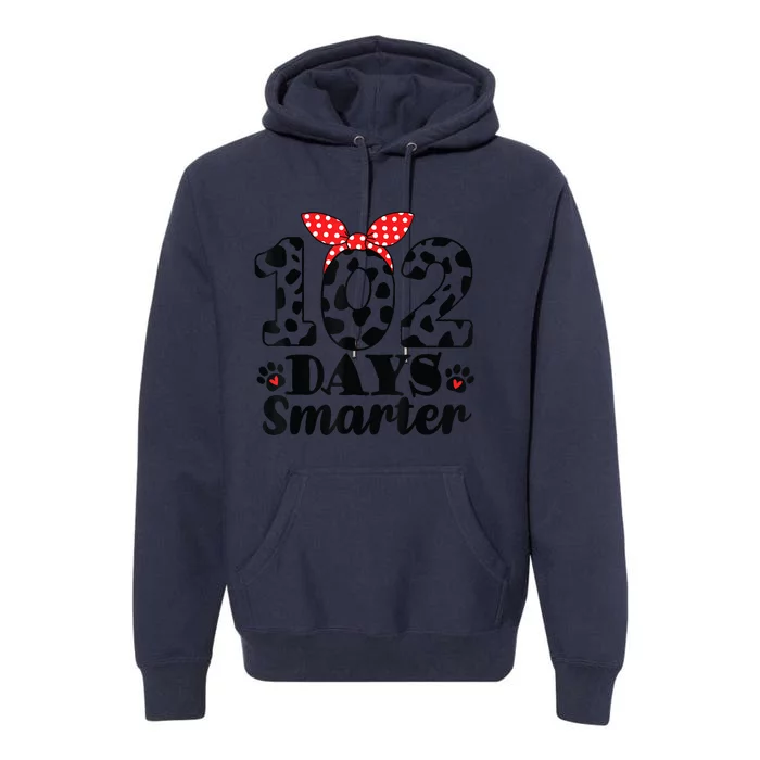 102nd Day Of School Teacher Dalmatian 100 Days Smarter Premium Hoodie