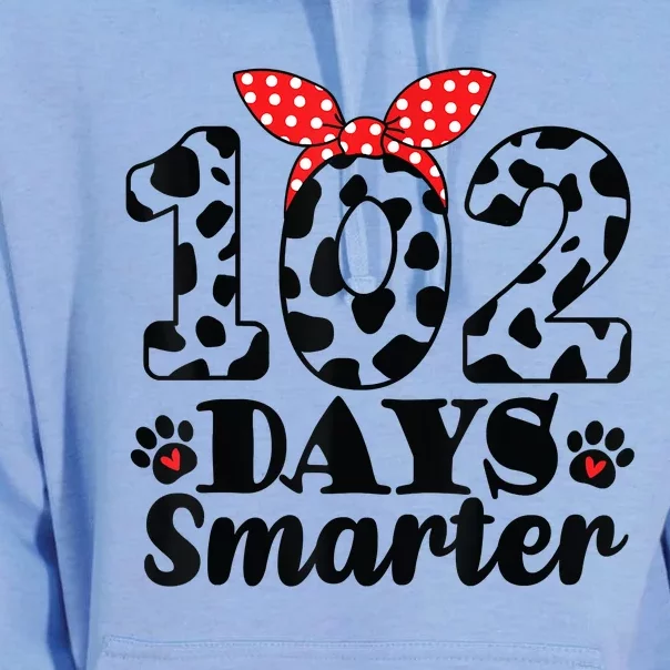 102nd Day Of School Teacher Dalmatian 100 Days Smarter Unisex Surf Hoodie