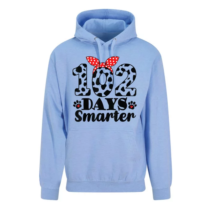 102nd Day Of School Teacher Dalmatian 100 Days Smarter Unisex Surf Hoodie