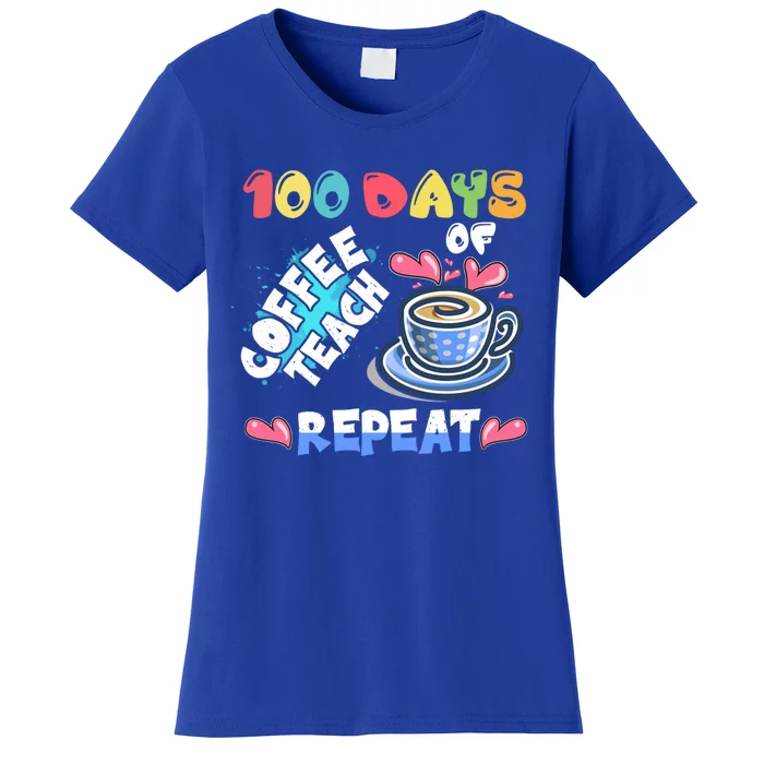 100 Days Of Coffee Teach Repeat Back To School Gift Women's T-Shirt