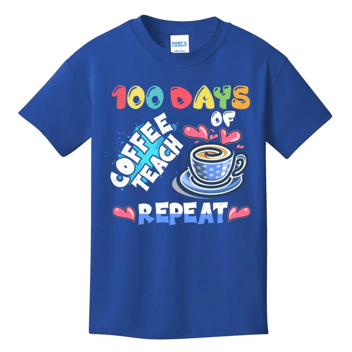 100 Days Of Coffee Teach Repeat Back To School Gift Kids T-Shirt