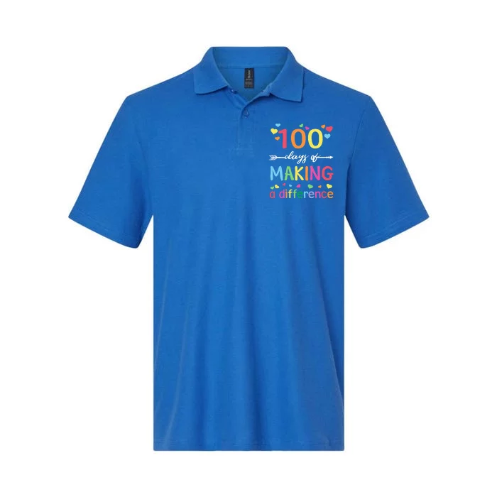 100 Days Of Making Difference 100th Day Of School Teacher Meaningful Gift Softstyle Adult Sport Polo