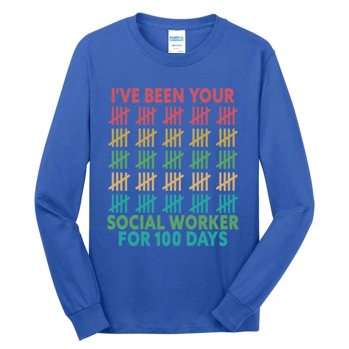 100 Days Of School School Social Worker For 100 Days Gift Tall Long Sleeve T-Shirt