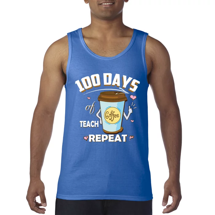 100 Days Of Coffee Teach Repeat Fan Gift Tank Top