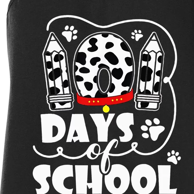 101 days of school dalmatian dog 100 days smarter teachers Women's Racerback Tank