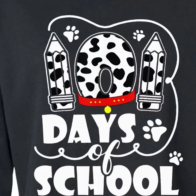 101 days of school dalmatian dog 100 days smarter teachers Cropped Pullover Crew