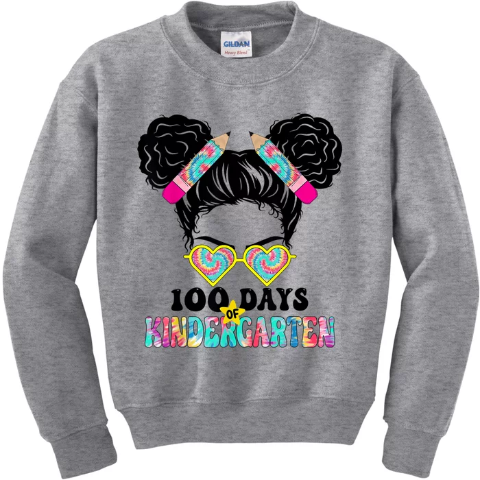 100 Days Of Kindergarten Girls Messy 100th Day Of School Kids Sweatshirt