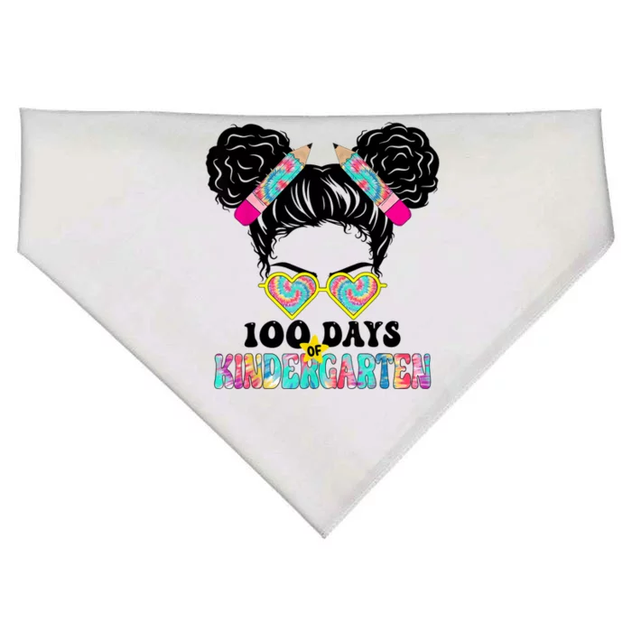 100 Days Of Kindergarten Girls Messy 100th Day Of School USA-Made Doggie Bandana