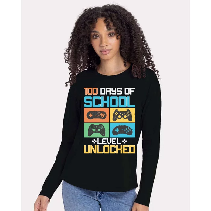 100 Days Of School Level Unlocked Video Game Fan Womens Cotton Relaxed Long Sleeve T-Shirt