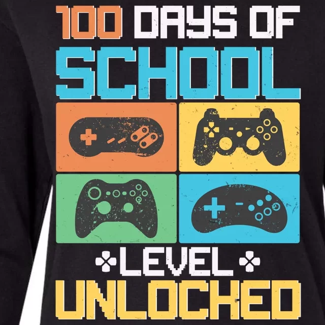 100 Days Of School Level Unlocked Video Game Fan Womens Cotton Relaxed Long Sleeve T-Shirt