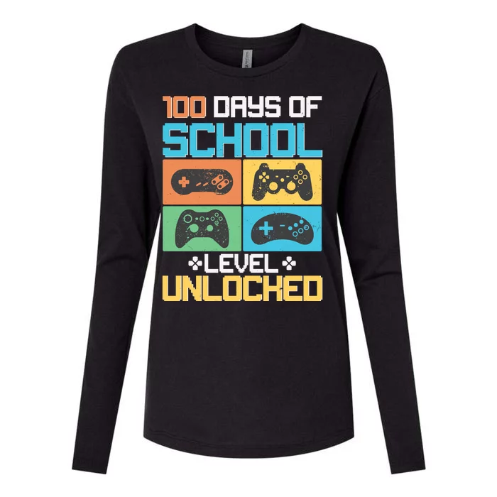 100 Days Of School Level Unlocked Video Game Fan Womens Cotton Relaxed Long Sleeve T-Shirt