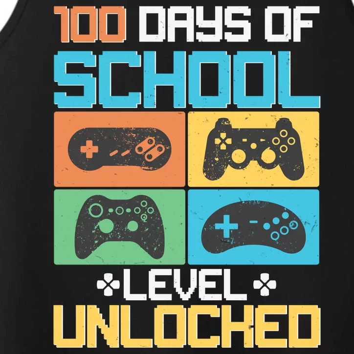 100 Days Of School Level Unlocked Video Game Fan Performance Tank