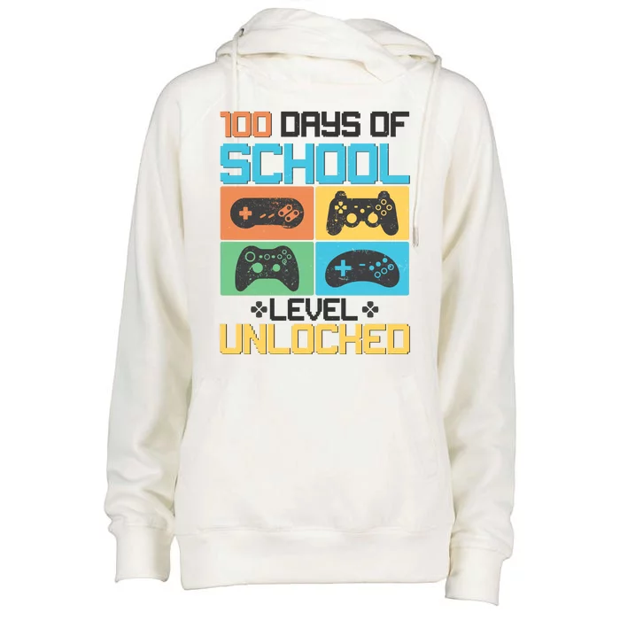 100 Days Of School Level Unlocked Video Game Fan Womens Funnel Neck Pullover Hood