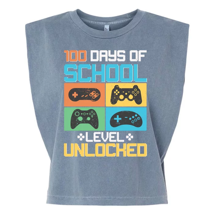 100 Days Of School Level Unlocked Video Game Fan Garment-Dyed Women's Muscle Tee