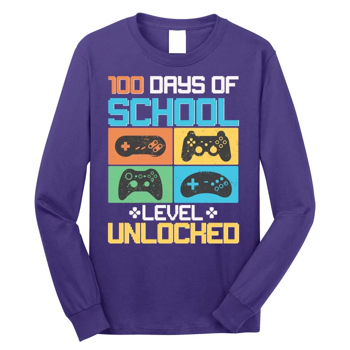 100 Days Of School Level Unlocked Video Game Fan Long Sleeve Shirt