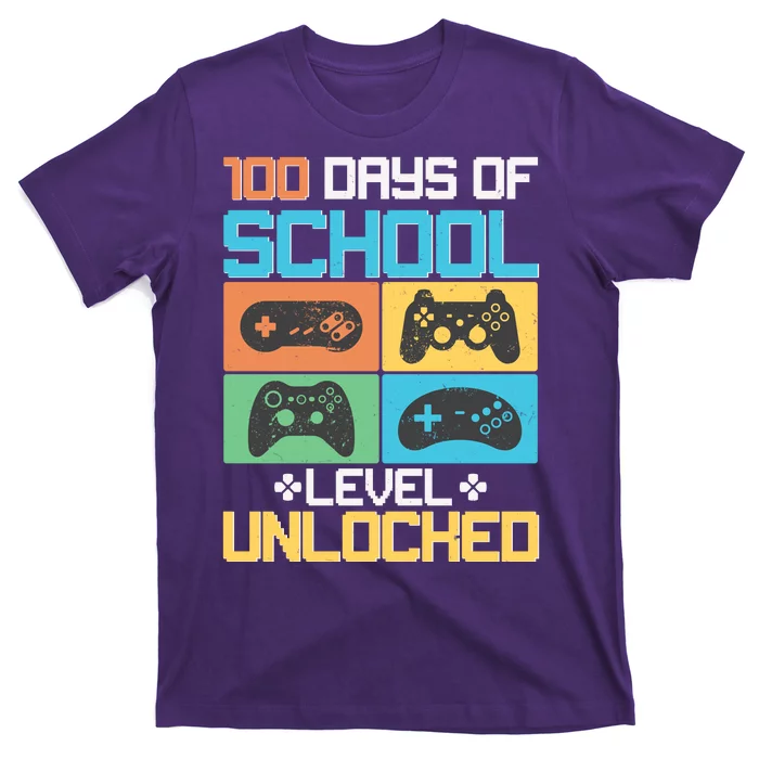 100 Days Of School Level Unlocked Video Game Fan T-Shirt