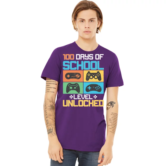 100 Days Of School Level Unlocked Video Game Fan Premium T-Shirt