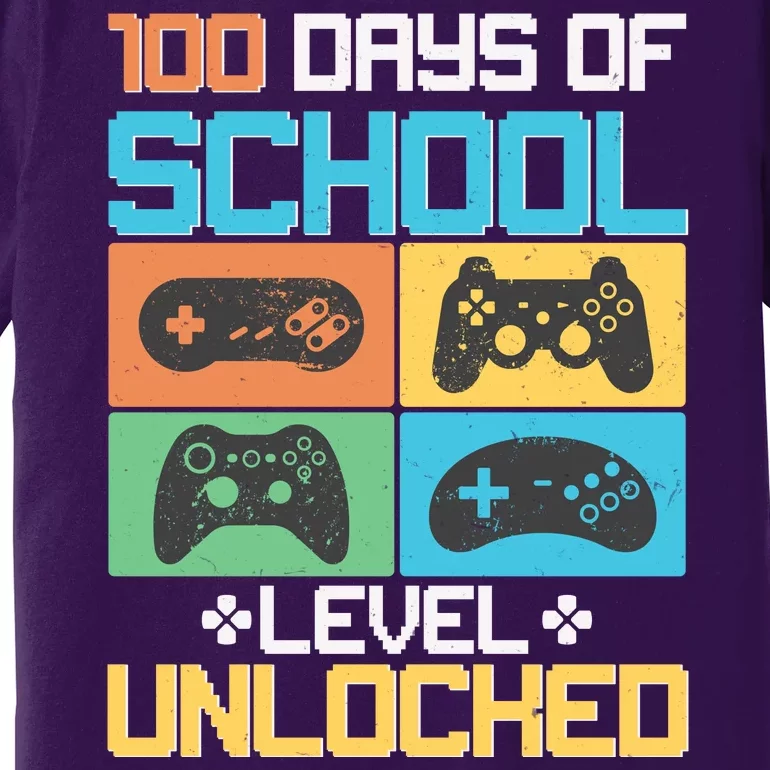 100 Days Of School Level Unlocked Video Game Fan Premium T-Shirt