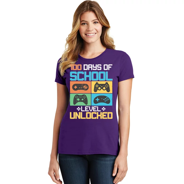 100 Days Of School Level Unlocked Video Game Fan Women's T-Shirt