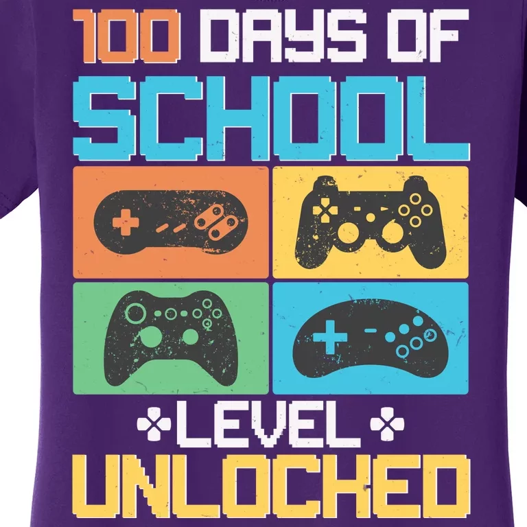 100 Days Of School Level Unlocked Video Game Fan Women's T-Shirt