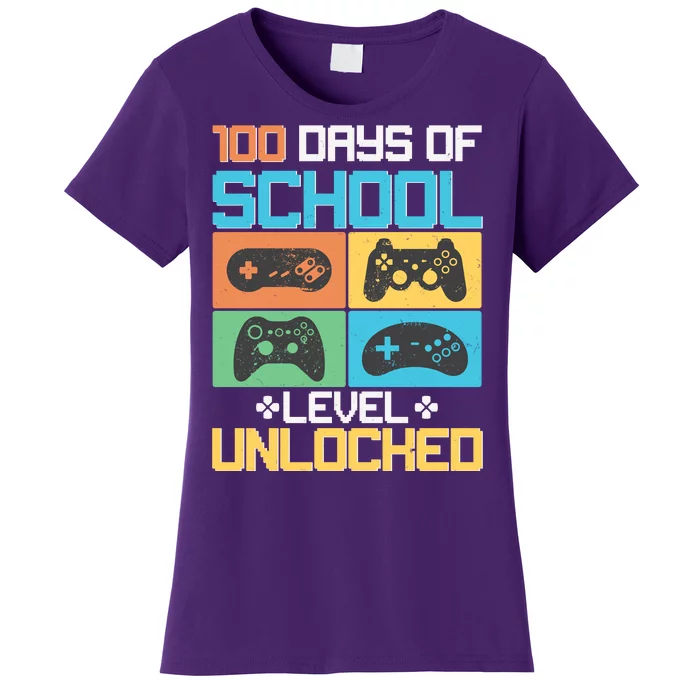 100 Days Of School Level Unlocked Video Game Fan Women's T-Shirt