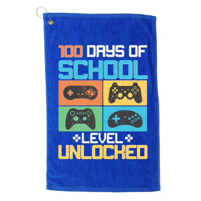 100 Days Of School Level Unlocked Video Game Fan Platinum Collection Golf Towel