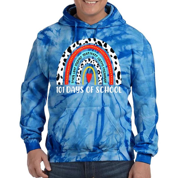 100 Days Of School Dalmatian Dog 100 Days Smarter Tie Dye Hoodie