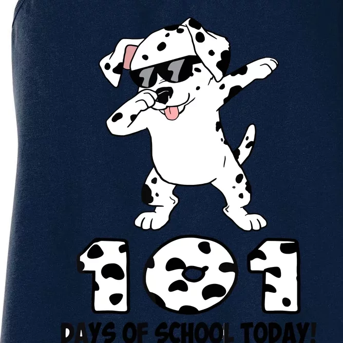 101 Days Of School Dabbing Dalmation Dog Teachers Women's Racerback Tank