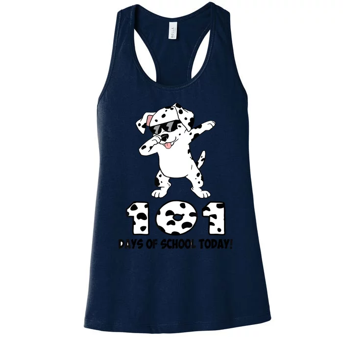 101 Days Of School Dabbing Dalmation Dog Teachers Women's Racerback Tank