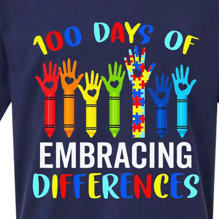 100 Days Of Embracing Differences Autism Awareness Teacher Gift Sueded Cloud Jersey T-Shirt