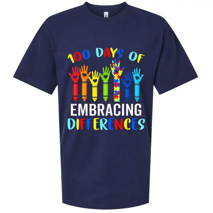 100 Days Of Embracing Differences Autism Awareness Teacher Gift Sueded Cloud Jersey T-Shirt