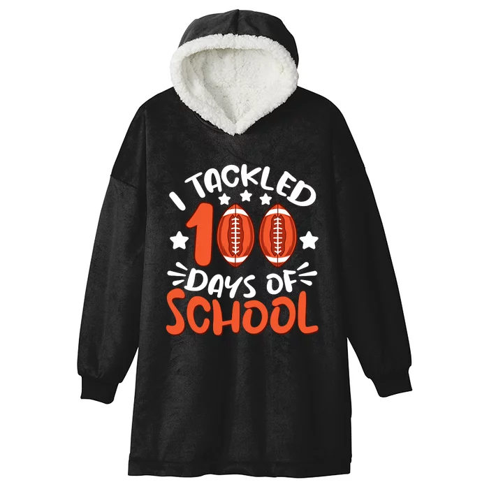 100 Days Of School Football Boy Girl Hooded Wearable Blanket