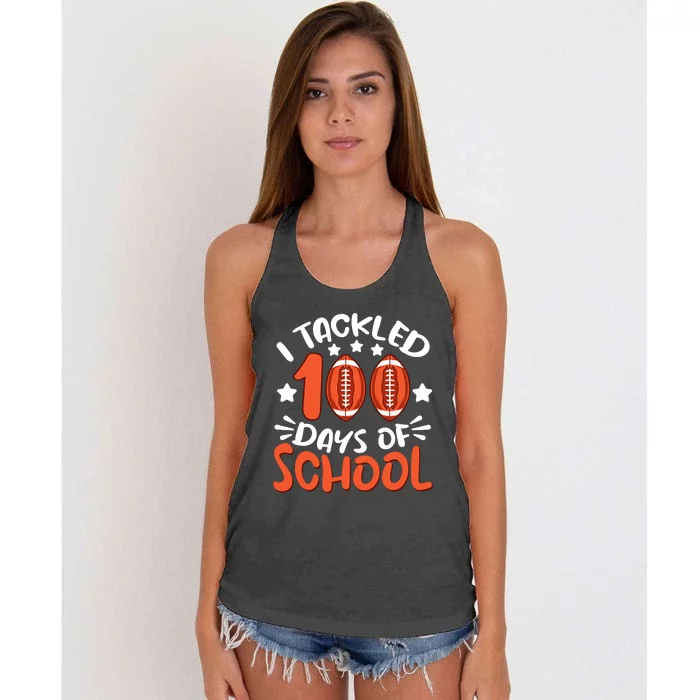 100 Days Of School Football Boy Girl Women's Knotted Racerback Tank