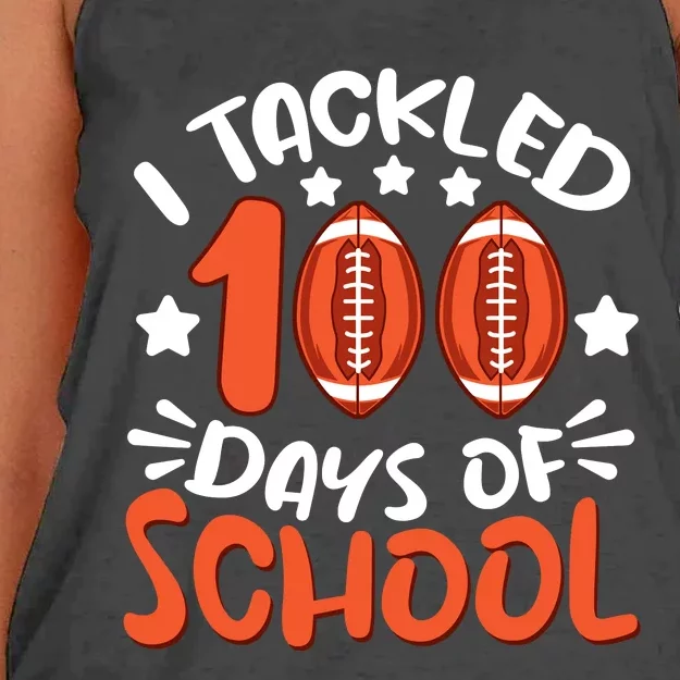 100 Days Of School Football Boy Girl Women's Knotted Racerback Tank