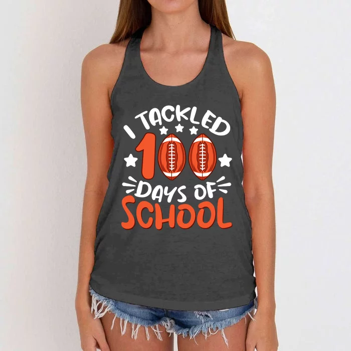 100 Days Of School Football Boy Girl Women's Knotted Racerback Tank