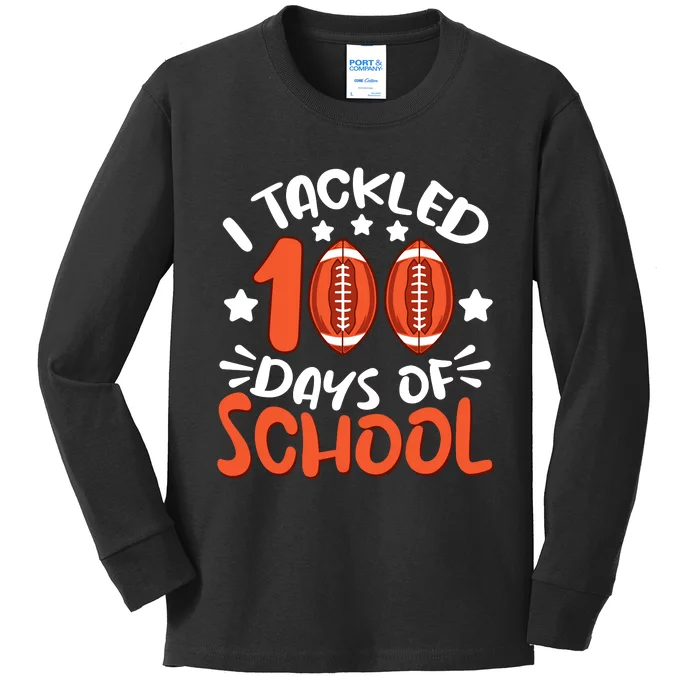 100 Days Of School Football Boy Girl Kids Long Sleeve Shirt