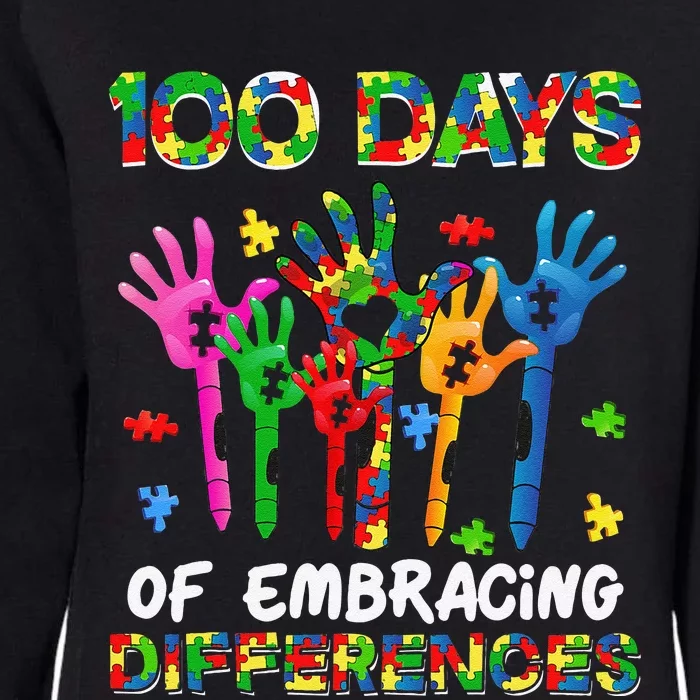 100 Days Of Embracing Differences Autism Awareness Teacher Womens California Wash Sweatshirt