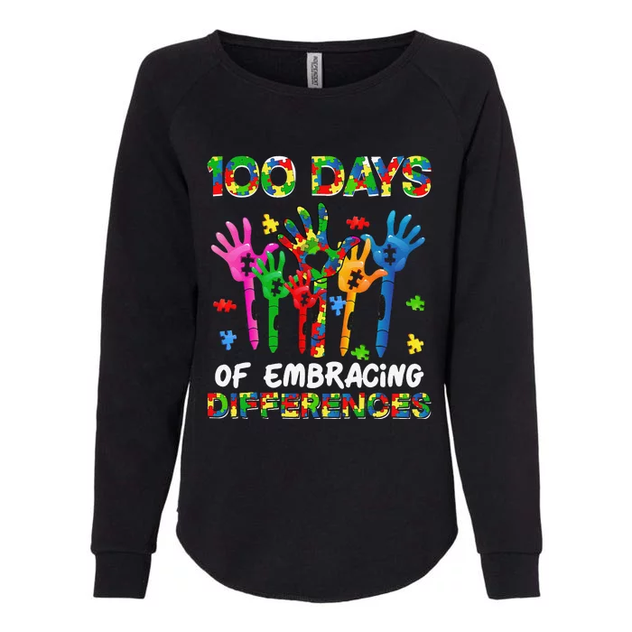 100 Days Of Embracing Differences Autism Awareness Teacher Womens California Wash Sweatshirt